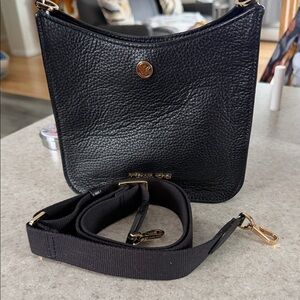 Michael Kors Black Crossbody Bag with Gold Accents